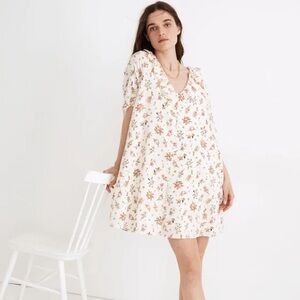 Madewell Ruffle Button-Front Trapeze Dress in Floral Reef